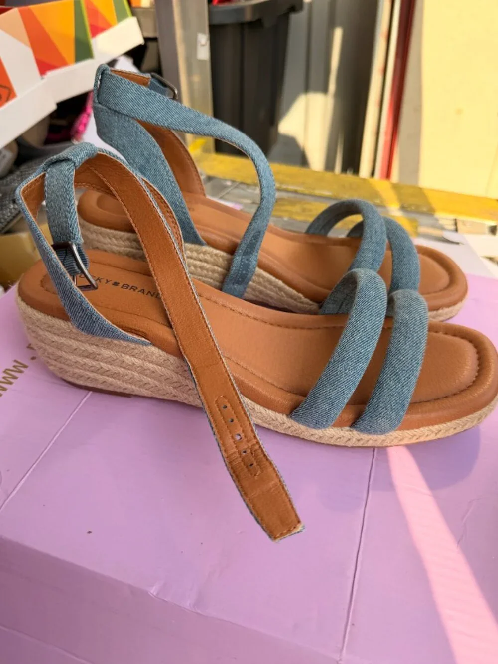 Lucky Brand Denim Espadrille Wedge Sandals – Women's Size 10